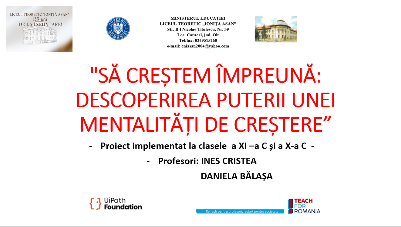 Read more about the article „SĂ CREȘTEM ÎMPREUNĂ: DESCOPERIREA PUTERII UNEI MENTALITĂȚI DE CREȘTERE”