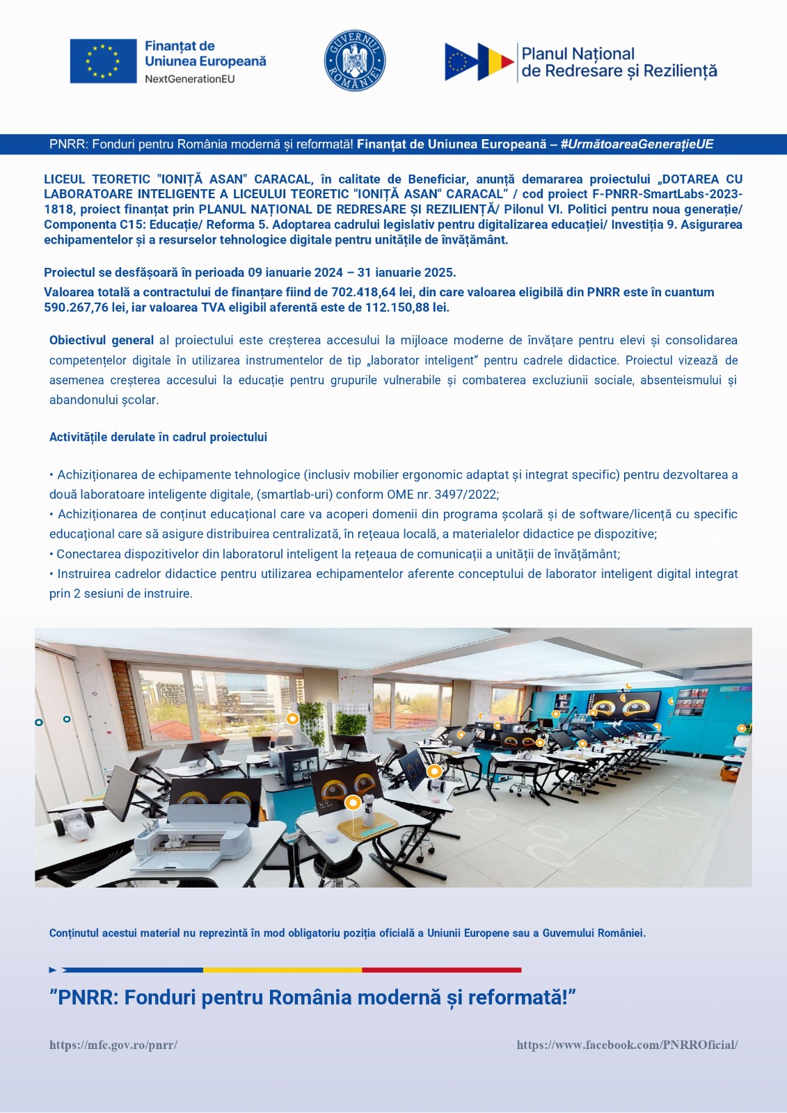 Read more about the article Comunicat de presă începere proiect