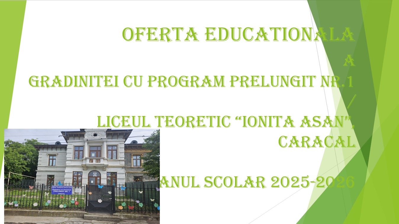 Read more about the article OFERTA EDUCAȚIONALĂ A GRĂDINIȚEI CU PROGRAM PRELUNGIT NR.1