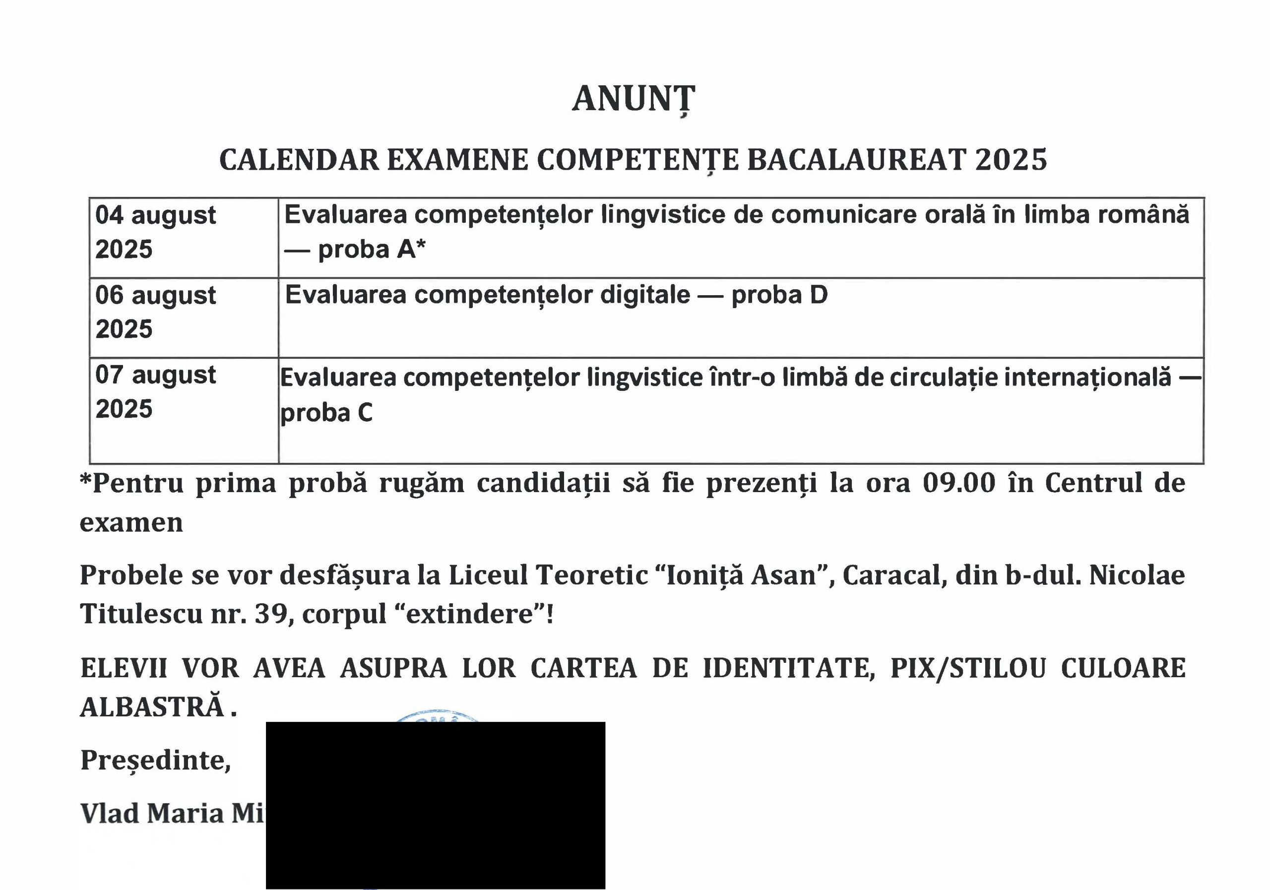 Read more about the article ANUNT CALENDAR EXAMENE COMPETENTE BACALAUREAT 2025