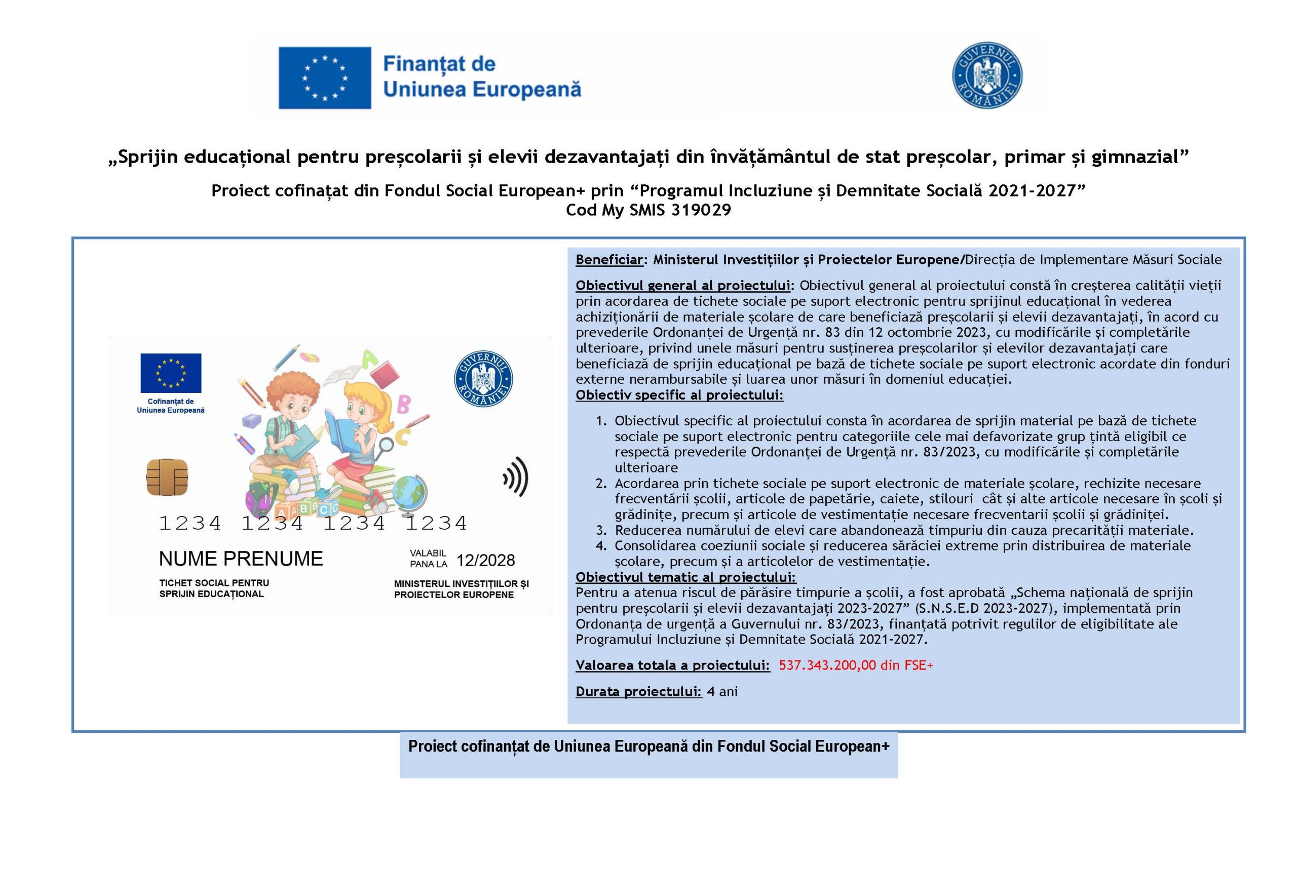 Read more about the article „Sprijin educațional pentru preșcolarii și elevii dezavantajați din învățământul de stat preșcolar, primar și gimnazial”